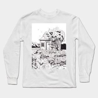 Tiny Farmhouse Di Linh Vietnam Pen and Ink Illustration Long Sleeve T-Shirt